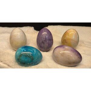 Polished Marble Eggs Spring Easter Decor Lot of 5
